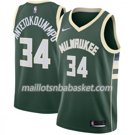 Maillot Homme Milwaukee Bucks Giannis Antetokounm 34 Nike 2017-18 Vert Swingman